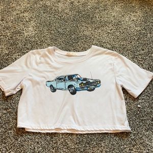 car graphic crop tee